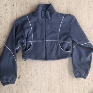 Alo Yoga Polar Fleece Game Time Full Zip Jacket Bluestone, SMALL